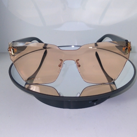 Accessories - Orange Lens Gold & Black Snake Head Design Square Sunglasses
